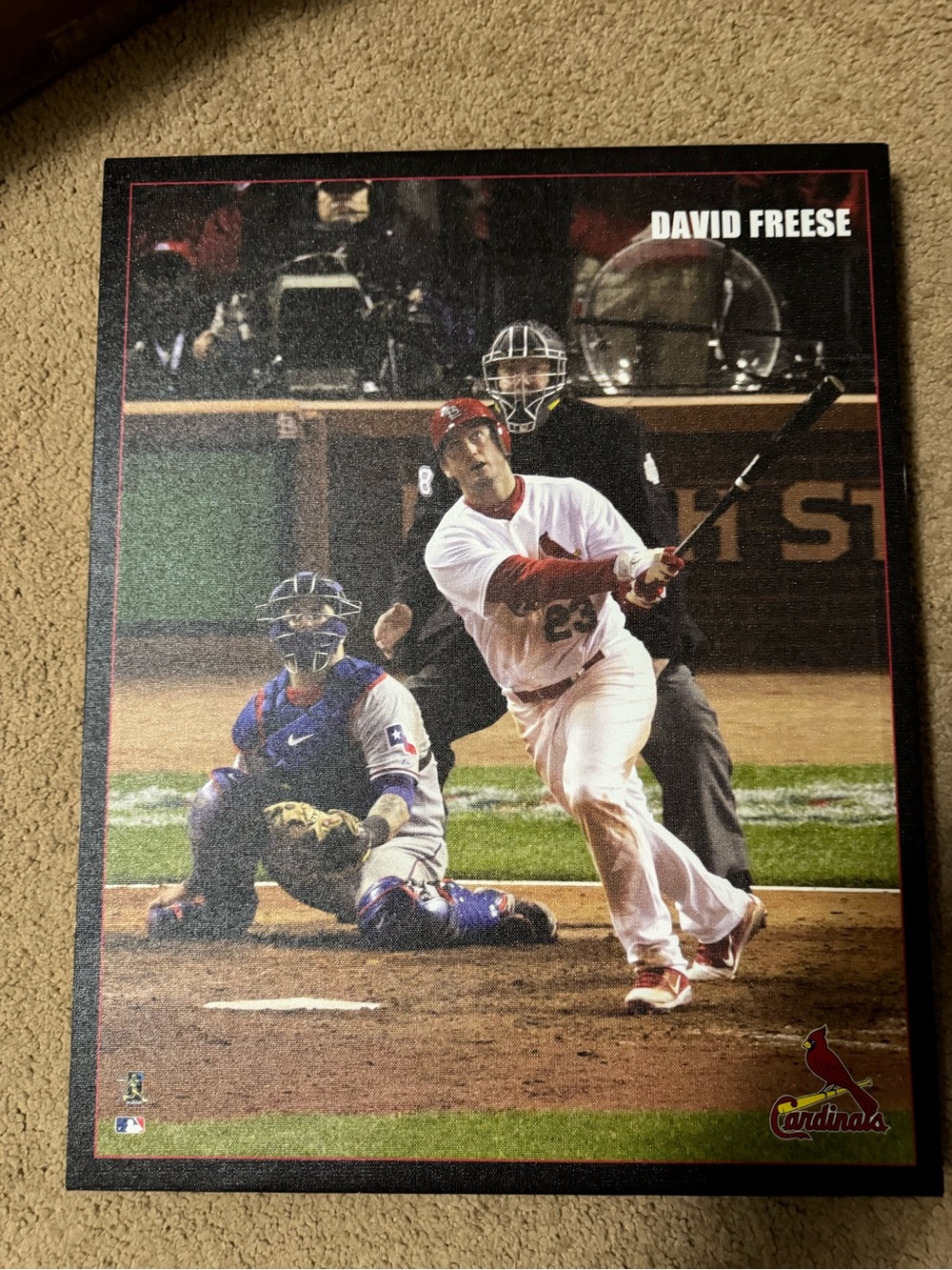 David Freese St. Louis Cardinals Wall Art Poster - Red & White